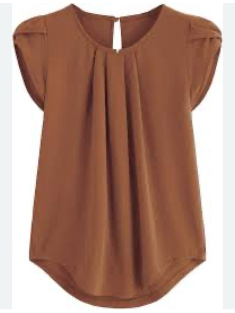 Milumia Womens Brown Pleated Cap-Sleeve Blouse